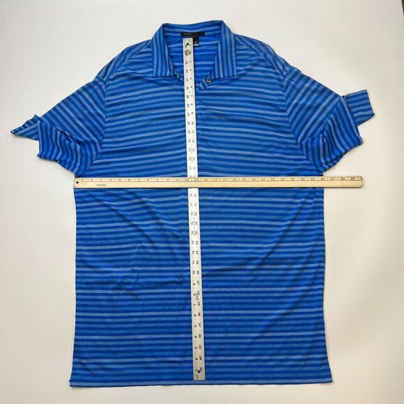 Nike Tiger Woods Shirt Mens XL Extra Large Blue Striped Dri Fit Snap Button Polo - Picture 5 of 8